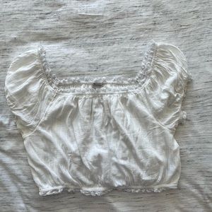 NWT American Eagle white off-shoulder cropped peasant top size XL